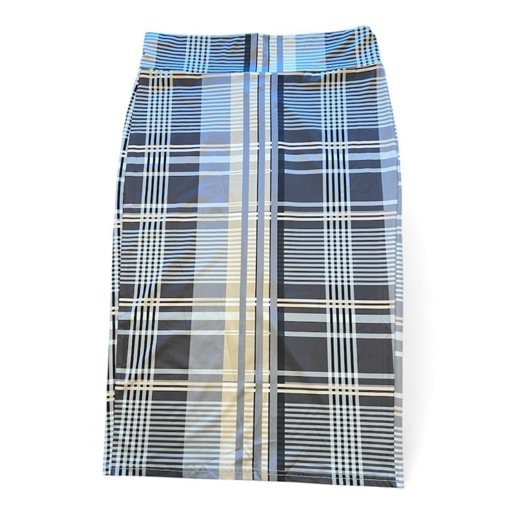 Plaid Midi Pencil Skirt SHEIN Curve Size 3XL Black, Grey, & Tan
